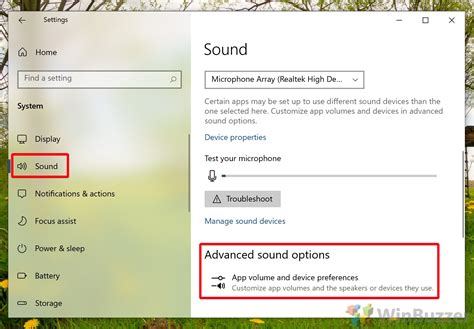 audio settings for applications