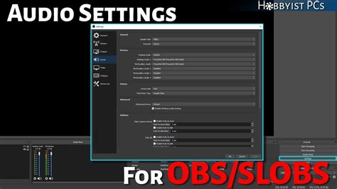 Audio settings in OBS