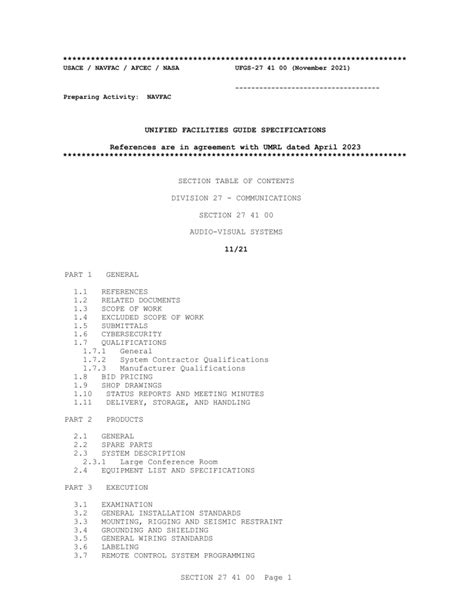 Audio Visual Specification Section