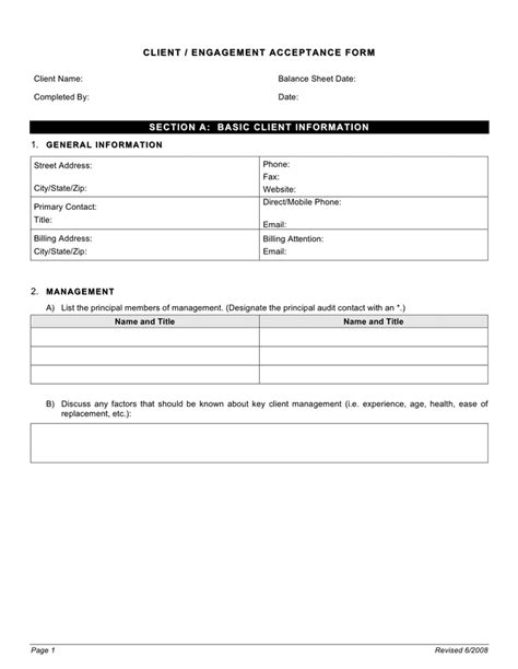 audit client acceptance form template