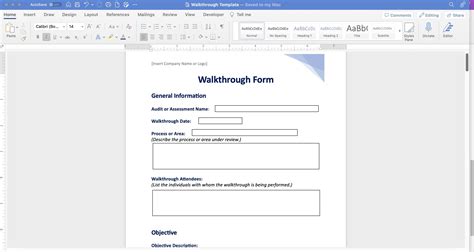 Audit Walkthrough Template Word