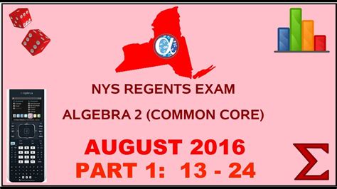 august 2016 algebra 2 6 to 10 NYS regents exam common core solutions worked out steps YouTube