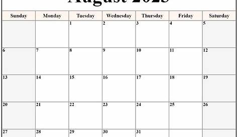 August 2023 Calendar Template - Free-printable-calendar.com