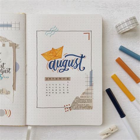 Get inspired with colorful August bullet journal layouts