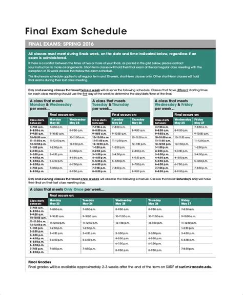 augustana university final exam schedule