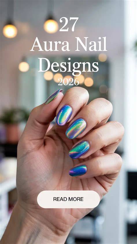 Aura nails with dreamy blurred gradient cloud effect 2026