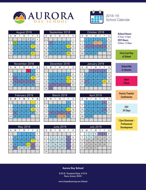 aurora university academic calendar 2018