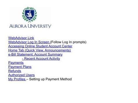 aurora university webadvisor login