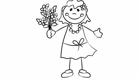 Gratis printbar pige med blomster tegninger til børn