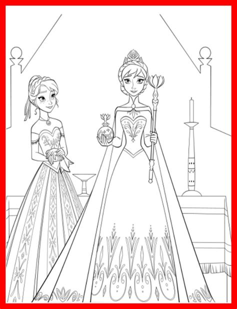 KidsnFun Coloring page Frozen Anna and Elsa frozen สมุดระบายสี