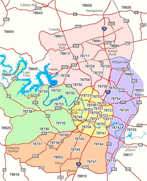 austin zip code map with streets