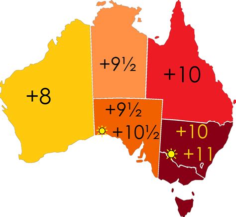 australia time zone map with cities