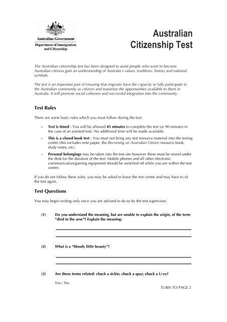 australian citizenship test practice test pdf