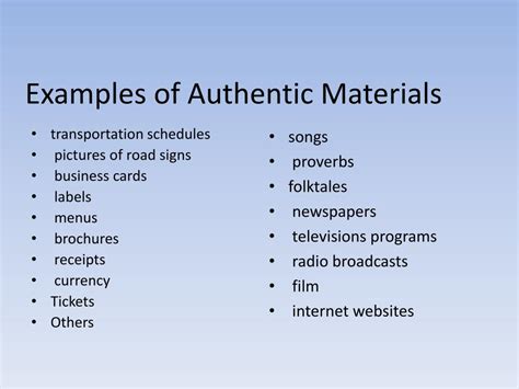 Authentic Materials Definition