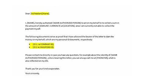Sample of Authorization Letter Sample to Act on Behalf | Authorization