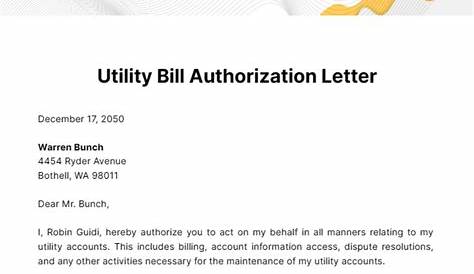 Authorization To Use Utility Bill - Sample Letter Of Authorization