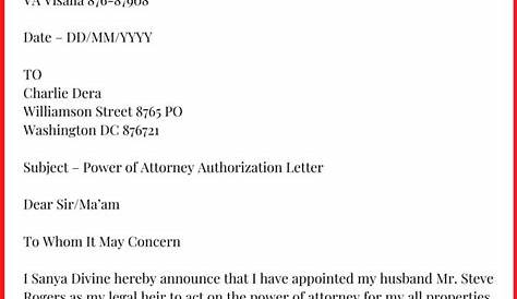 Power Of Attorney Authorization Letter | Template Business Format