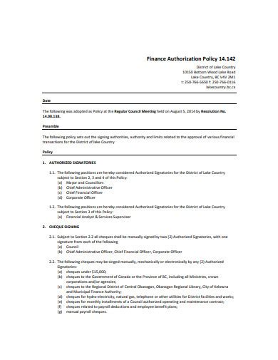 Authorization And Supervision Policy Template