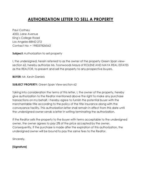 Authorization Letter To Sell Property Gotilo