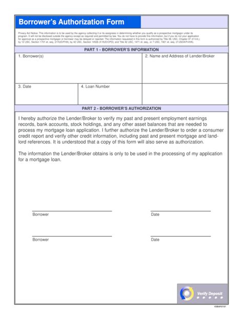 Authorization To Borrow Company Name Template