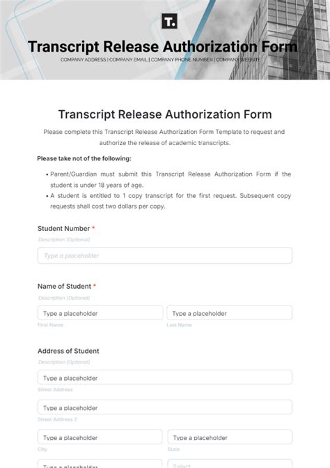 Authorization To Release Transcript Template