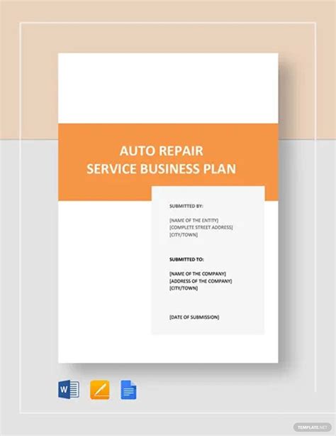 Auto Body Repair Business Plan Template Sample Pages Black Box