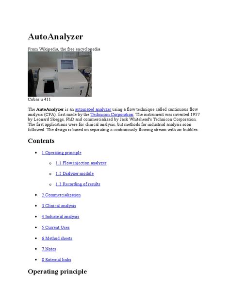 Auto Analyzer Examples