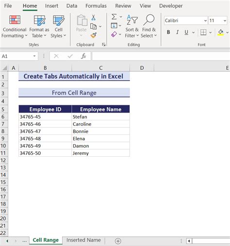 Auto Create Tabs In Excel