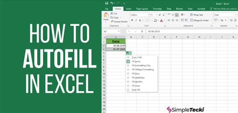 Auto Fill Options Excel Default