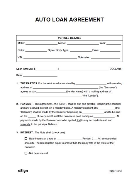 auto finance contract template