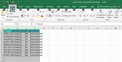 auto format column width in excel shortcut