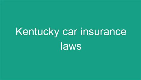 auto insurance in kentucky laws