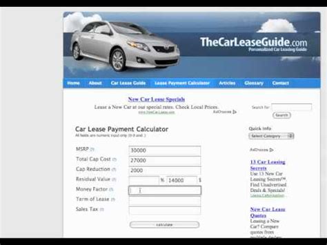auto lease calculator calculator.net