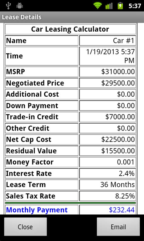 auto lease calculator free