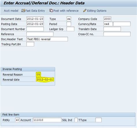 Auto Reversal Journal In Sap
