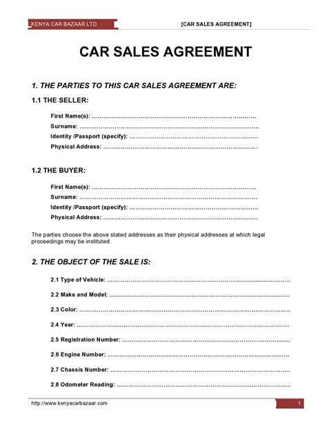 auto sales contract template