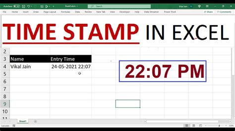 auto time stamp in excel