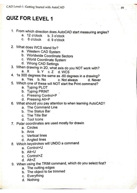 Autocad Quiz Questions And Answers
