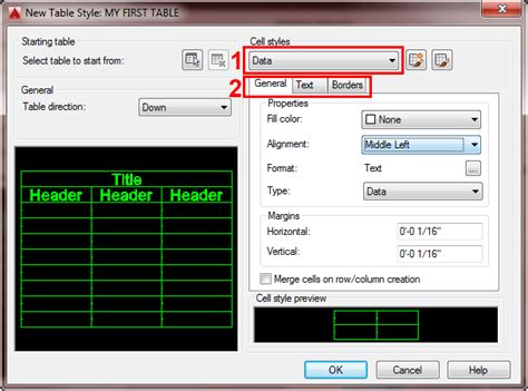 Autocad Table Formatting