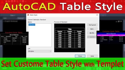 Autocad Table Settings