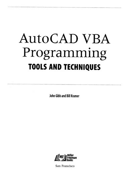 autocad vba programming tools and techniques pdf
