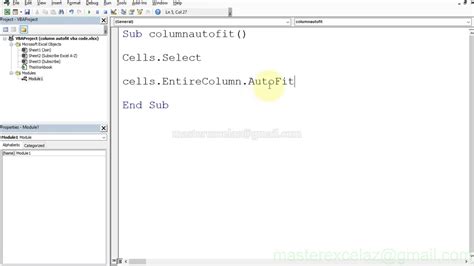 autofit column in excel view code