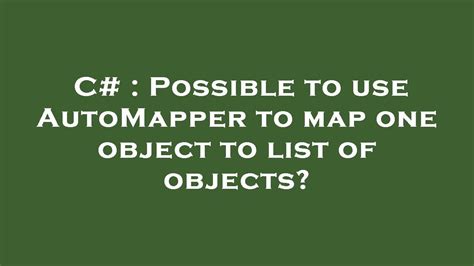 automapper map to list of objects