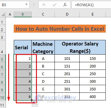 automatic cell numbering in excel