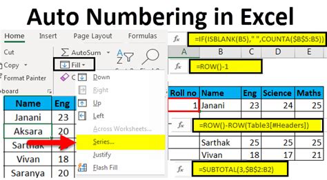 automatic numbering in excel with dragging