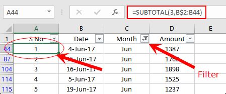 automatic serial number in excel table