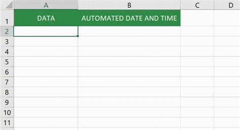 automatically timestamp entries in excel