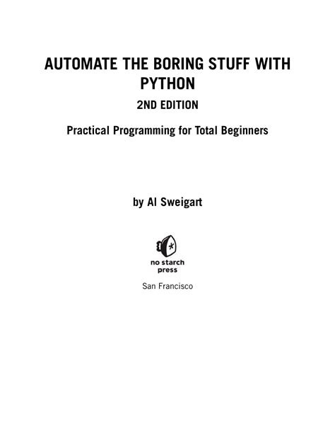 Famous Automating Boring Stuff With Python Pdf New
