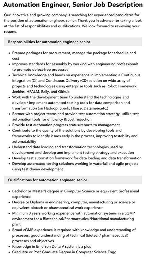 automation job description