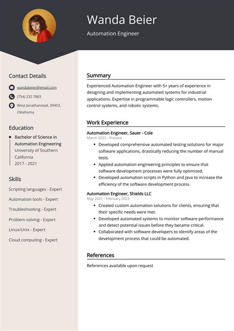 automation resume examples